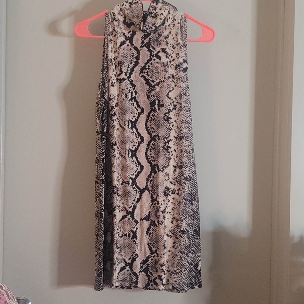Pink Snakeskin Mockneck Dress